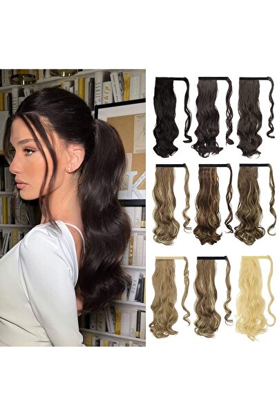 Estelle Long Straight Ponytail Extension Wrap Around Off Black Synthetic Hair...