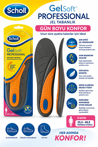 Scholl GelSoft Professional Kadın Jel Tabanlık 35,5-40,5 Gün Boyu Konfor Günl...
