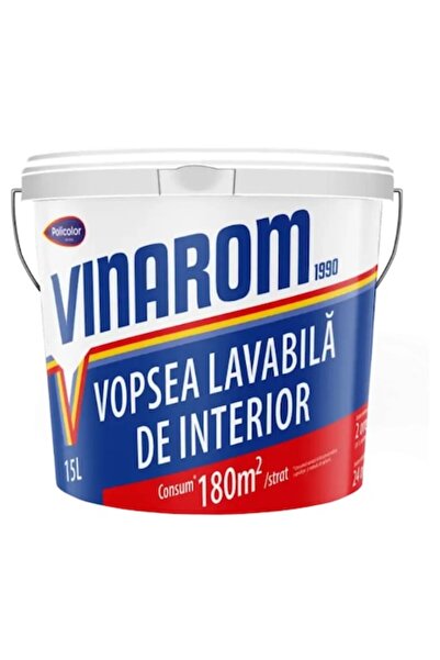 Policolor Vopsea lavabilă albă pentru interior, 15 L, VINAROM