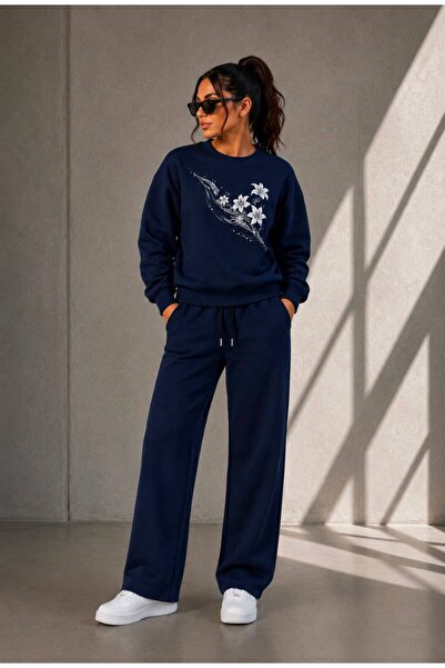 TREND EMMODA Women's Floral Printed Oversize Sweatshirt and Regular Sweatpant...