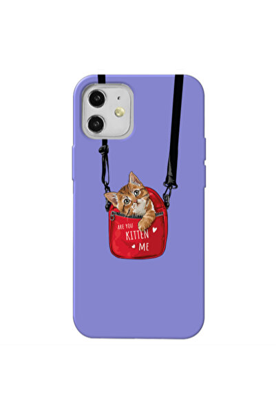 Other Apple iPhone 12 Kitten Me Purple Colored Silicone TPU Θήκη