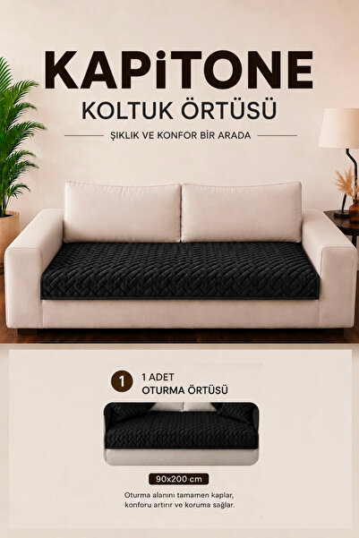 vivamia Tek Parça Kaymaz Taban Kapitone Koltuk Örtüsü Çekyat Kanepe Örtüsü 90x200