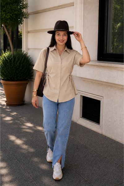get crazy collection Women's Short Sleeve Shirt with Side Ties