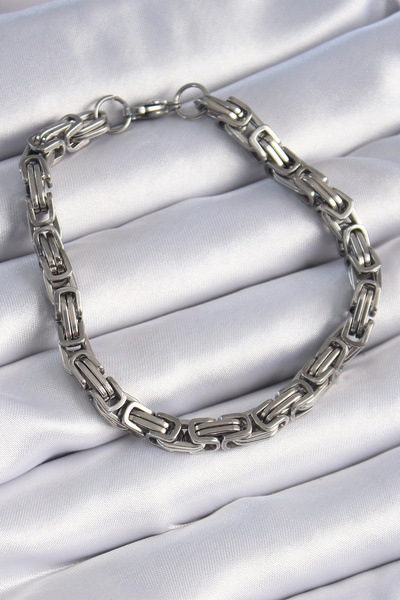 ARMÜZ 316L Steel Silver Color King Chain Model Men's Bracelet