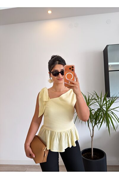 ROSYPOSY Kadın Omuz Detaylı Sarı Bluz