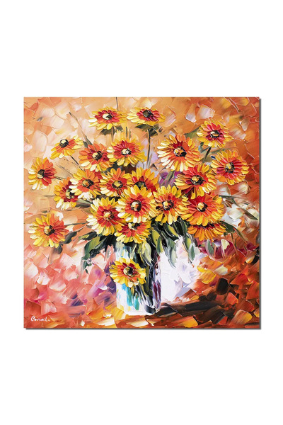 artnova 3D картина ваза с африкански маргаритки, ръчно рисувана, 50x50см масл...