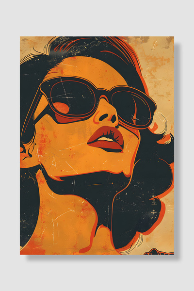Luna Marissa Poster retro pentru femei, artă pop, femeie cu ochelari negri, t...