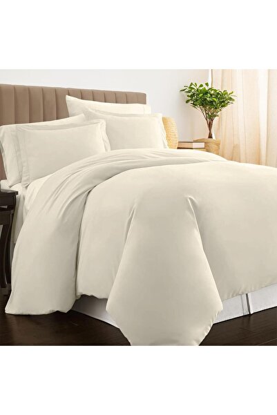 PIZUNA Luxury 100% Cotton Double Duvet Cover Set 200x200 cm New Ivory, 800 Th...