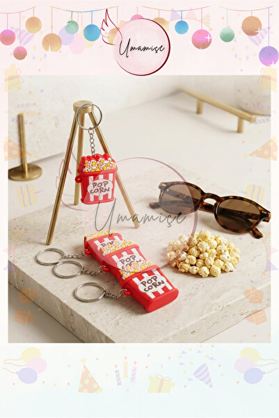 Umamiçe Popcorn Design Silicone Set of 2 Keychains - Fun Accessory for Movie ...