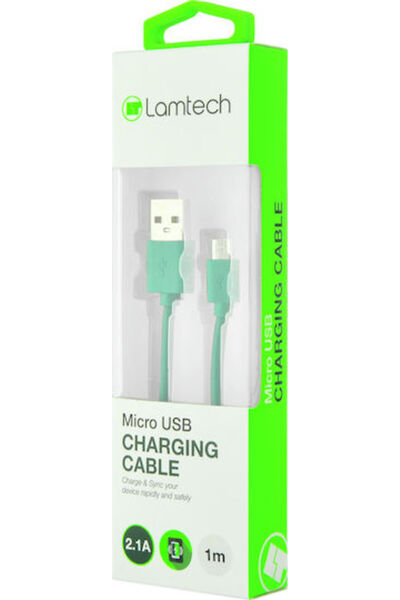 Lamtech Καλώδιο USB 2.0 σε micro USB, κανονικό, 1μ, Πράσινο (LAM445189)