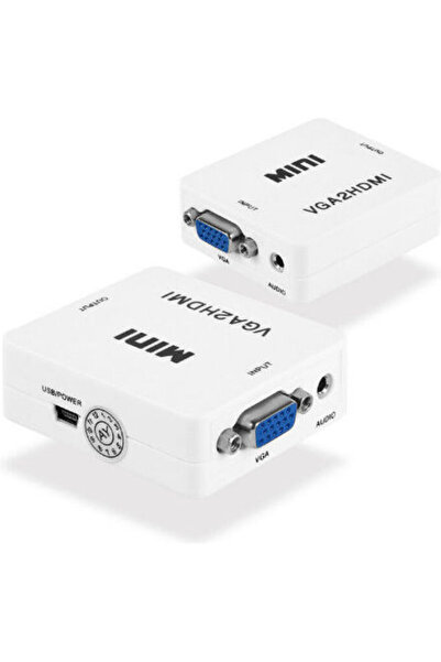 Andowl QJC144 Μετατροπέας 3.5mm / VGA θηλυκό σε HDMI θηλυκό Λευκό 1 τεμάχιο