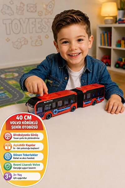 TOYFEST Volvo Licensed City Bus with Bellows, Steering Wheel and Opening Door...