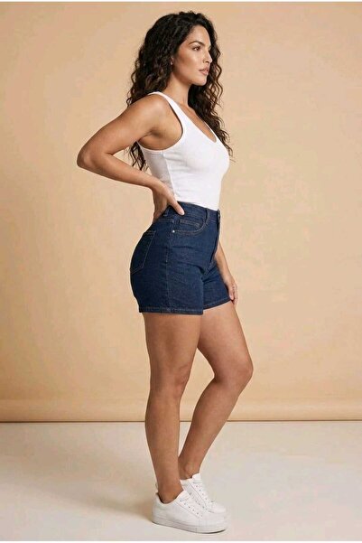 hies Straight Leg Forty Centimeter Straight Model High Waist Lycra Denim Shorts