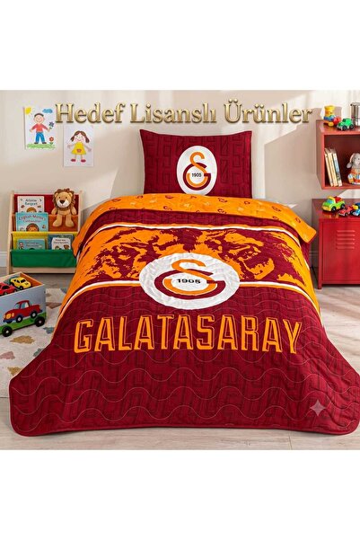 Taç Lisanslı Galatasaray Şanlı Aslan Yatak Örtüsü Seti Tek Kişilik