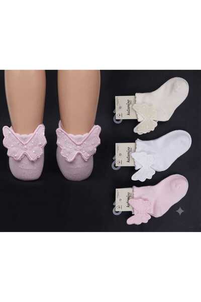 Moonic Kids Baby Girl Butterfly Socks Single Cream