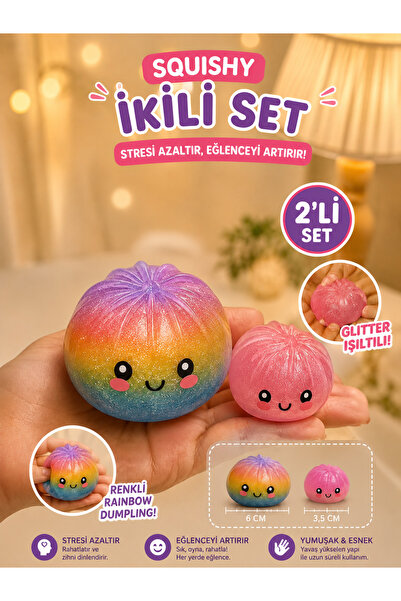 TOYTOPIA Mini Dumpling Squishy + Boncuklu Squishy Top 2’li Eğlence Seti