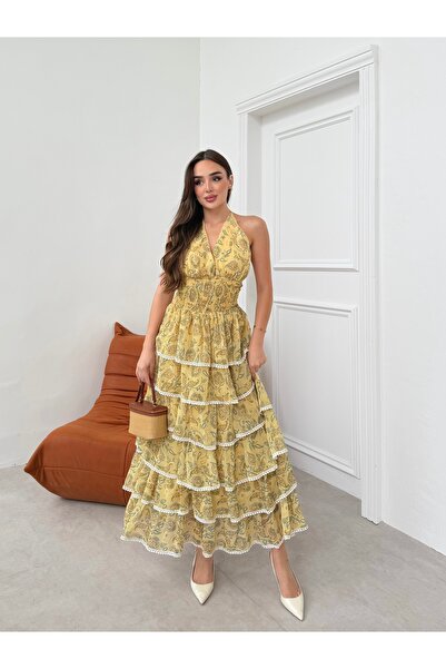 Aryesa butik KAT KAT ASTARLI SIFON ELBISE