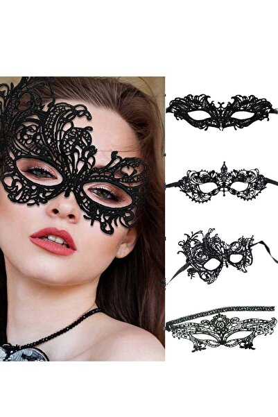 Arabest 4-Pack Women Elegant Lace Eye Mask,Mysterious Masquerade Face Mask,Ve...