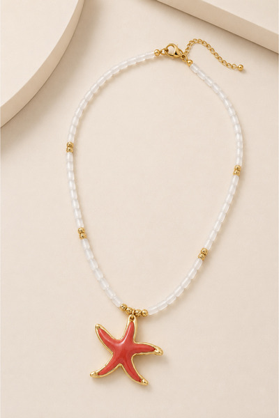 Alexis Carrel Lucina Red Starfish Figured Bead Necklace