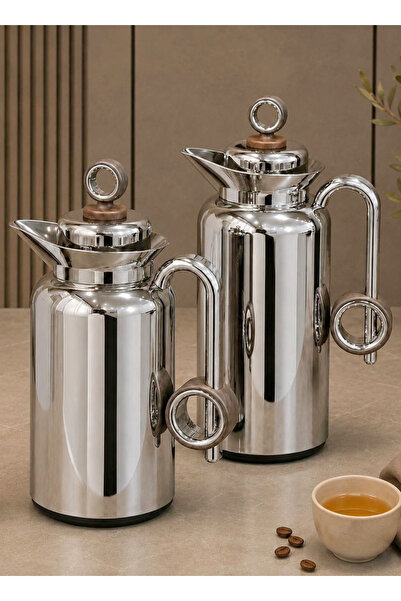LALOZA Trumis 2-Piece Set for Tea and Coffee, Stainless Steel Exterior, 1 Lit...