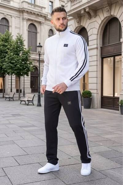 Last fashion New Season Men's Ribbed Tracksuit Set, White