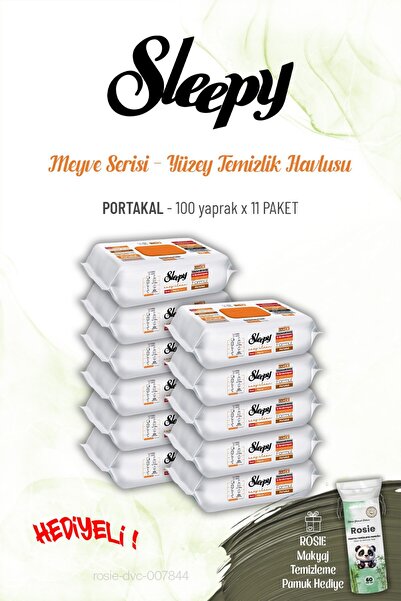 Sleepy Orange 100 Sheets X 11 Packs Surface Cleaning Towels and Rosie