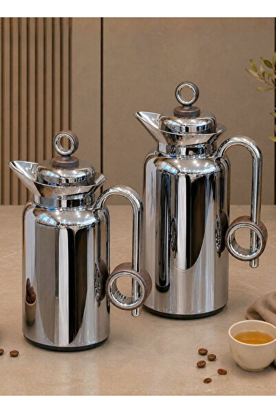 LALOZA Trumis 2-Piece Set for Tea and Coffee, Stainless Steel Exterior, 1 Lit...