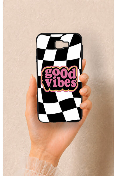 Vip Case Samsung J7 Prime Uyumlu Black Good Vibes Desenli Silikon Kılıf