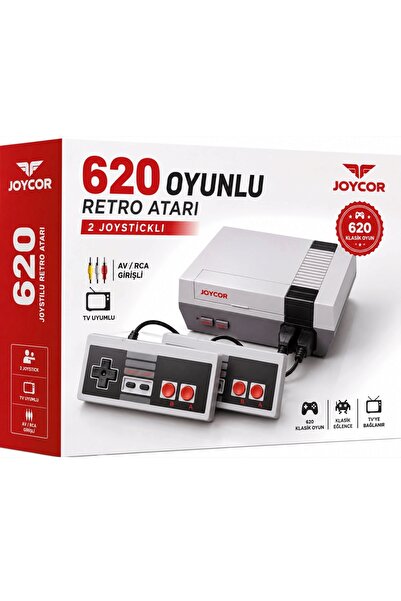 JOYCOR 620 Oyunlu Retro Atari Oyun Konsolu 2 Kablolu Joystick AV/RCA Bağlantı...
