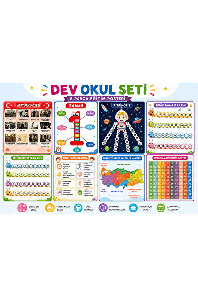 lagun reklam dijital baskı merkezi DEV OKUL SETİ 8 PARÇA VİNİL BASKI ( atatur...