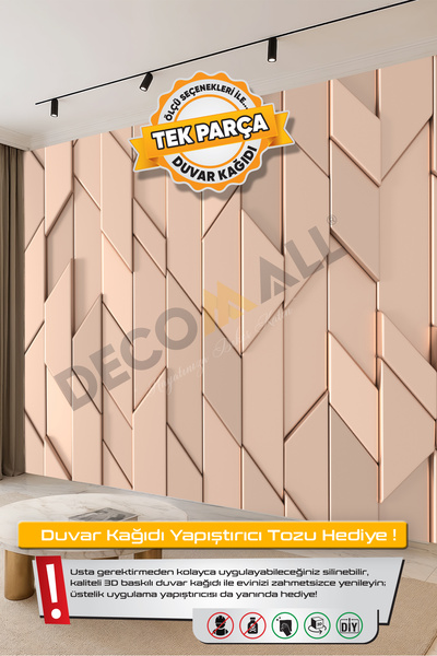 DECOMALL (TV-79) TV Arkası Duvar Kağıdı Tek Parça 3D Çita Mermer Görünümlü Sa...