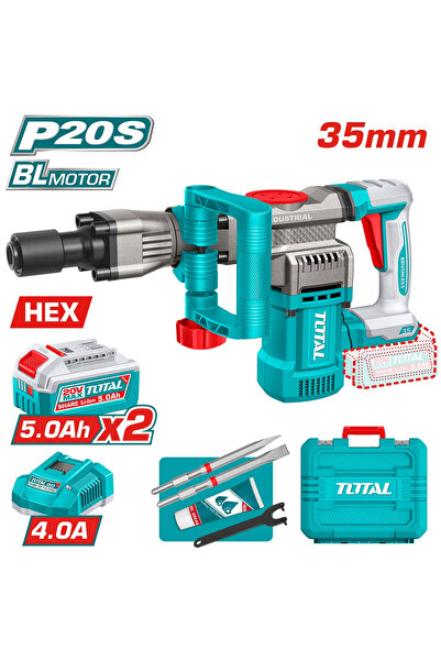 TOTAL Hamer Battery Breaker 20V 28mm Plastic Case with Extra Battery and Char...