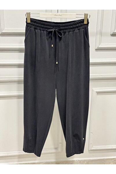 2K 26062 black trousers with front and hem stitching