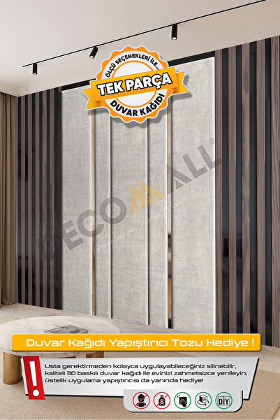 DECOMALL (TV-82) TV Arkası Duvar Kağıdı Tek Parça 3D Çita Mermer Görünümlü Sa...