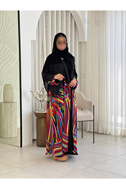 elegant veil Abaya Shaghaf Chiffon Quilted Quarter Butterfly Cut with Matchin...