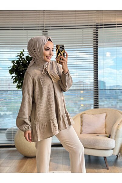 ALANURMODA 3302 Stripe Detailed Shirt Beige