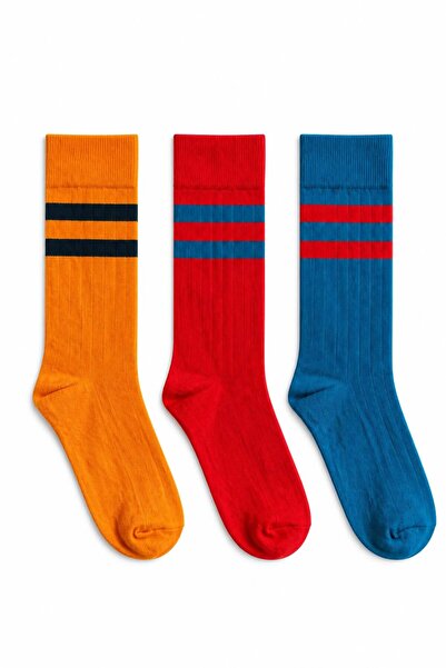 Jartoe Striped Retro Socks Cotton Men's 3-Piece Socket Socks Colorful Casual ...