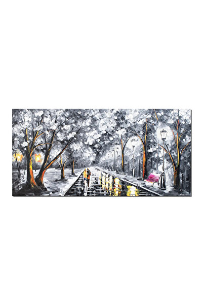 artnova Ръчно рисувана картина на влюбени, Еднакво по алеята с фенери, 120x60...