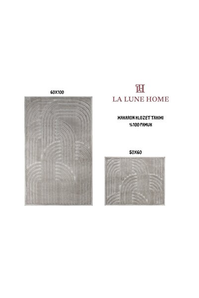 la lune home طقم سجادة حمام ماكارون 100% قطن، قطعتين