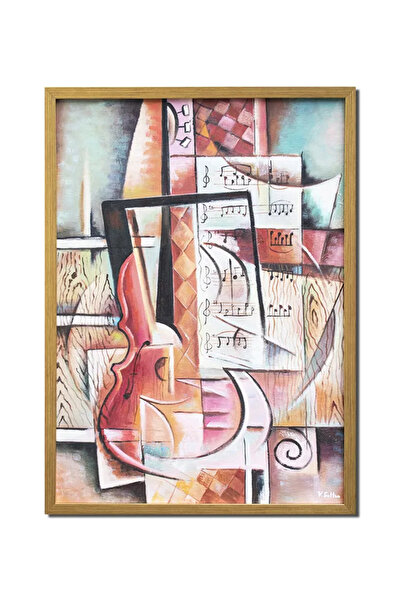 artnova Tablou cubist vioara pictat manual inramat, Sunet pur, 75x55cm ulei p...