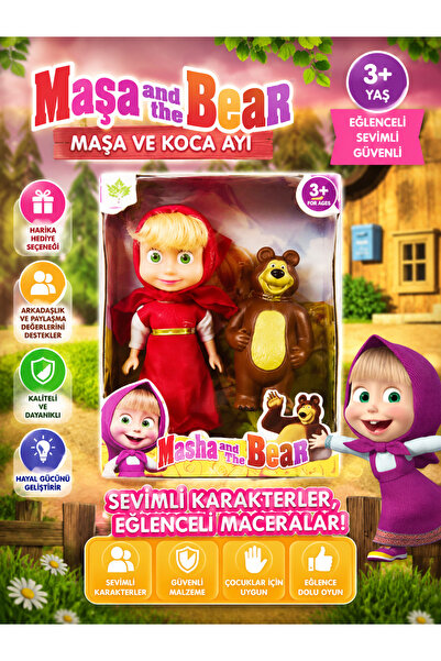 Genel Markalar Melek Kırtasiye 🐻❤️ Maşa ve Koca Ayı Oyuncak Figür Seti – Eğl...