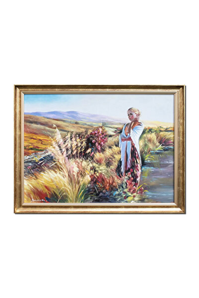 artnova Рамкирана ръчно рисувана картина, Мисля за теб, 90x70см, маслена на п...