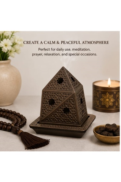 Velvet Luxury Arabic Incense Burner with Geometric Design – Bakhoor & Oud Hol...
