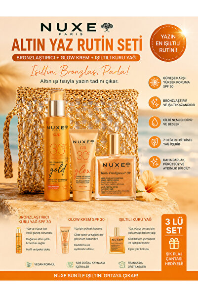 Nuxe Sun Golden Summer Routine Yaz Seti |-Cildi Besleyici, Bronzluk ve Işıltı...
