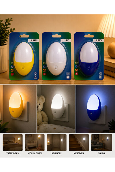 abnturk LED Gece Lambası Priz Tipi Dekoratif Gece Işığı Çocuk Odası Yatak Oda...