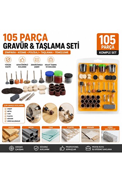 Trendhane 105 Parça Gravür, Zımpara ve Polisaj Aksesuar Seti | Mini Taşlama U...