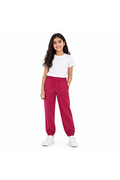 Generic Girls Cotton Elastic Waist Jogger Pants with Pockets