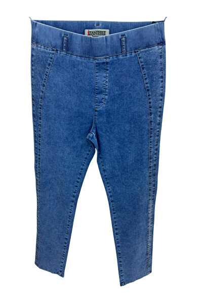 ZANESSİ FASHION Plus Size Stoned Denim Women's Trousers