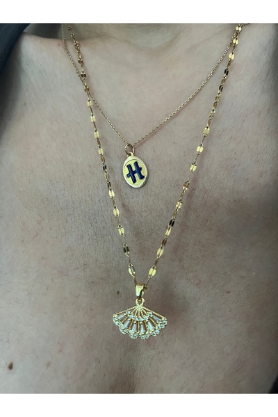 Hoop jewelery 53-cm Steel Stone Fan Necklace