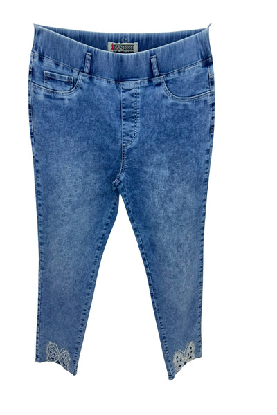 ZANESSİ FASHION Plus Size Stoned Denim Women's Trousers